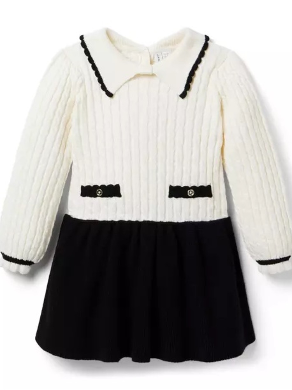 Janie and Jack Cream Sugar Cable Knit Colorblock Sweater Dress 18-24 Months EUC
